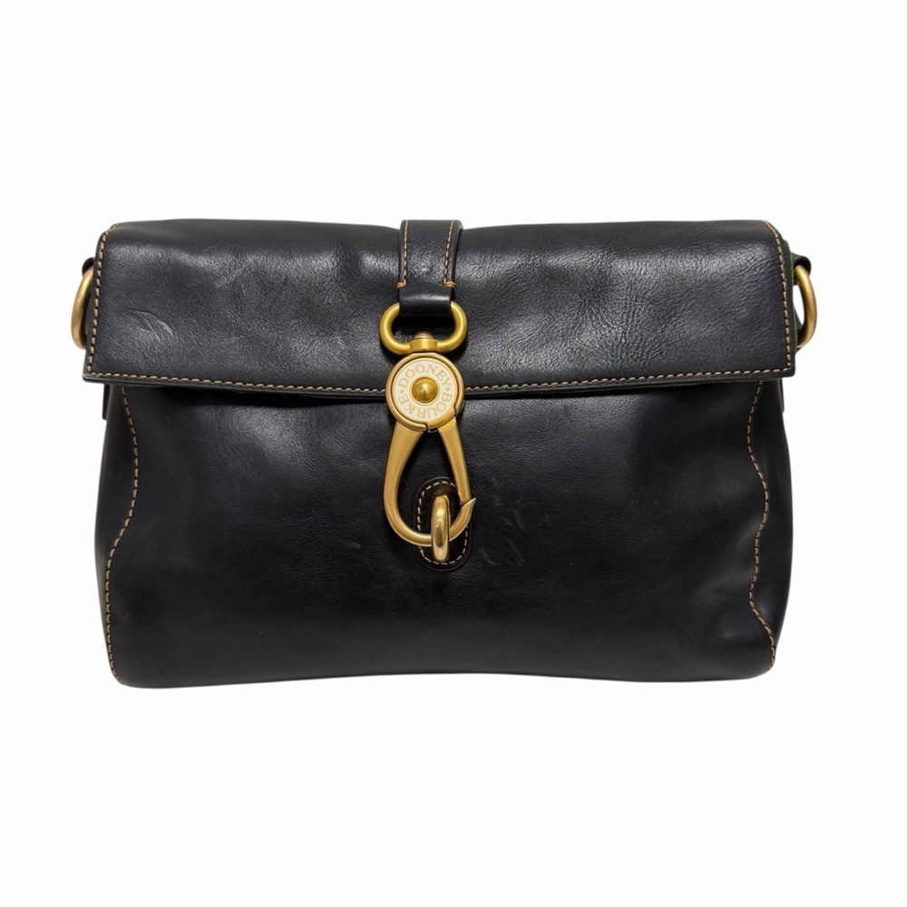Dooney & Bourke Solid Black Leather Shoulder Hand… - image 1